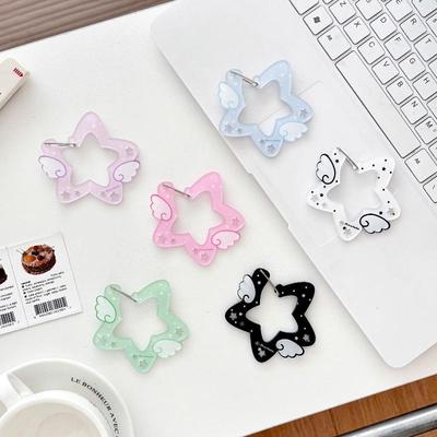 Cute Ins Style Wings Star Carabiner Diy Keychain Bag Charm Backpack Pendant Handbook Acrylic Package Hanging Keychain Decoration
