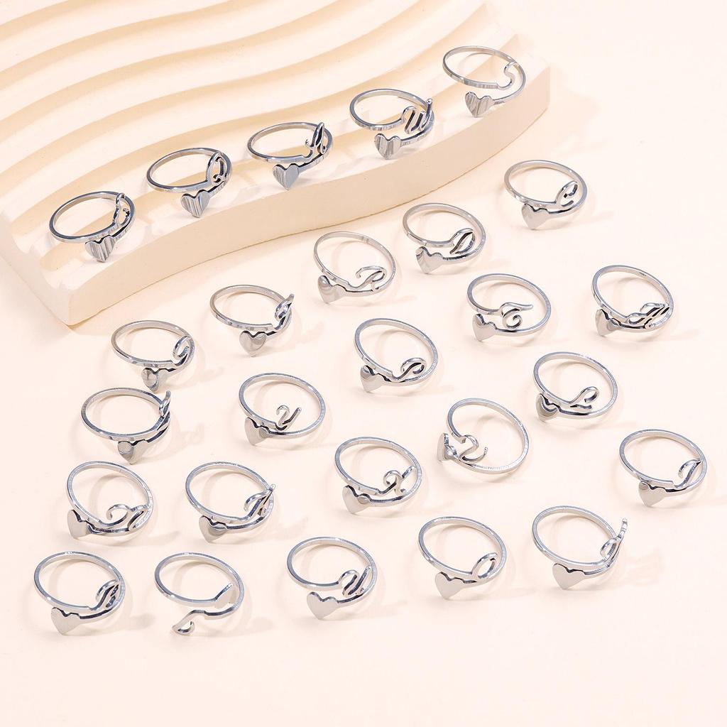 Minimalist Stainless Steel Heart Ring - Adjustable Open Design
