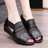 Summer Mother Sandals Women Wear Soft Leather Soft Bottom Slope Heel Thick Bottom Fish Mouth In the Elderly Women's Sandals