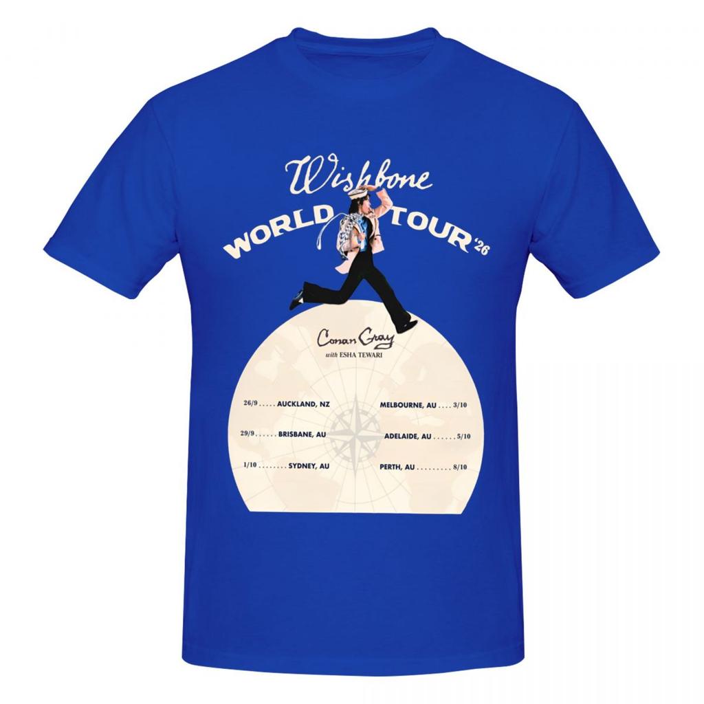 Unisex Conan Gray Wishbone World Tour 2026 Retro T Shirt Streetwear Cotton Crewneck Unisex Tshirt
