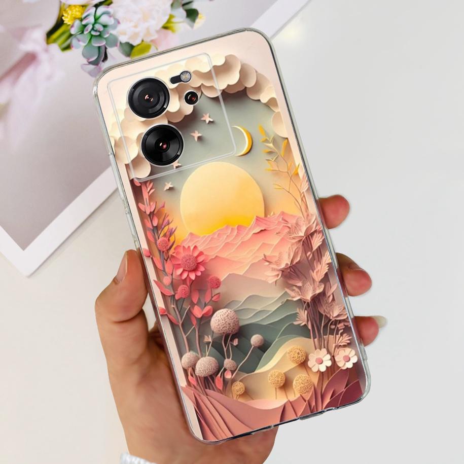 For Xiaomi 13T Pro Case Fashion Flowers Shockproof Soft Silicon Protector Clear Coque For Xiaomi 13T Phone Cases Mi 13TPro Funda