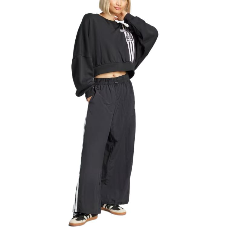 adidas Damen Adibreak Schwarzes Cropped Crew Neck Sweatshirt JD0189