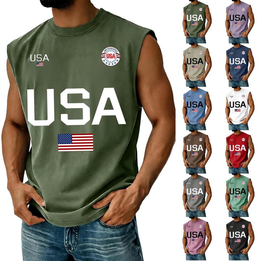Men's Casual Independence Day Printed Tank Top