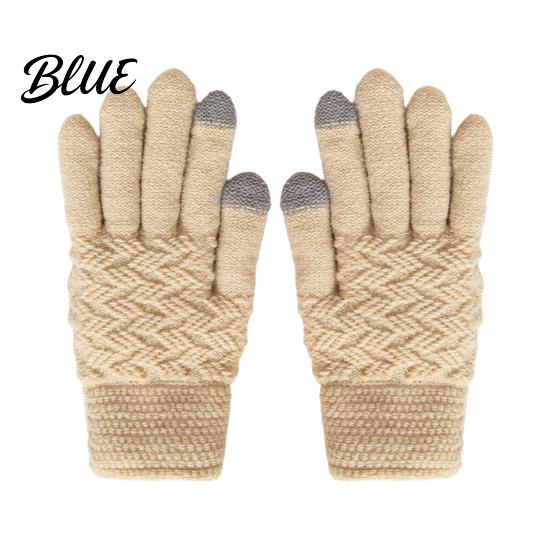Non-slip Daily Commuting Gloves 1 Pair Winter Warm Fleece Lined for Women Men Cold Knitted Cycling Weather Thermal Gloves Thickened Knit Touchscreen