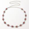 Hollow Turquoise Ladies Metal Waist Chain With Pearl Detailing For Spring Summer And
