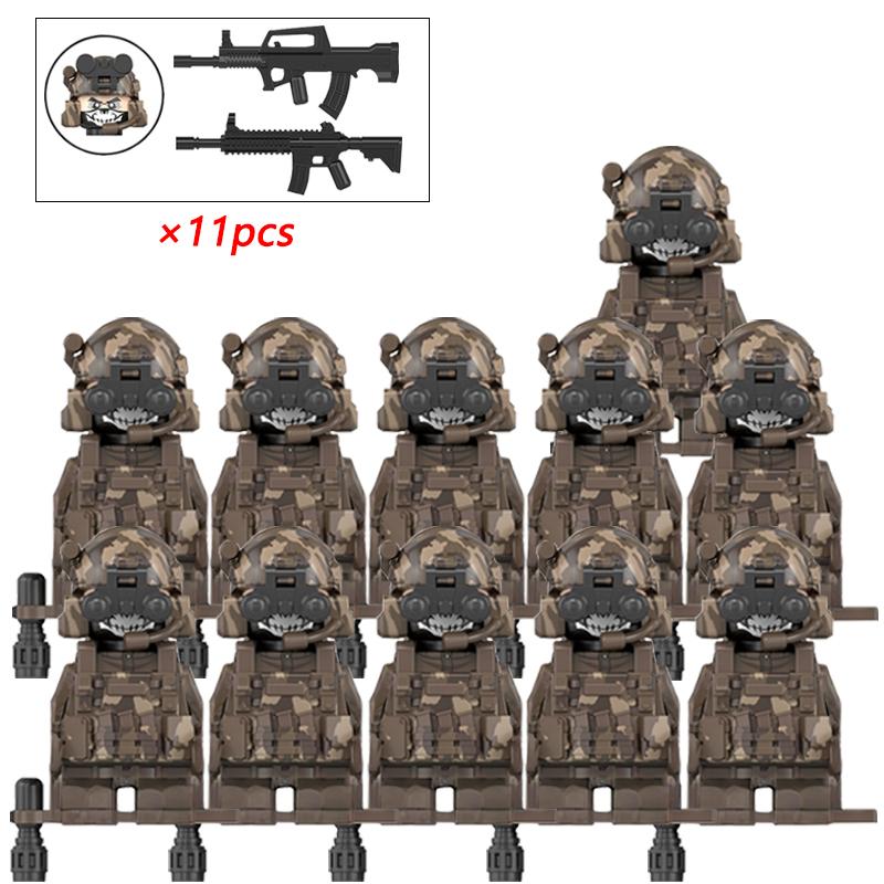Military Figures Soldier Building Block SWAT Special Forces Assault Team Camouflage Troops Vehicle Bricks Toy