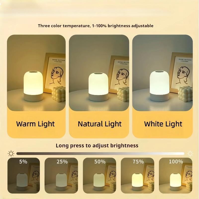 Mini Touch Night Light Rechargeable with Infinite Dimming Portable LED Bedside Table Lamp, Bedroom Living Room Night Light Decor