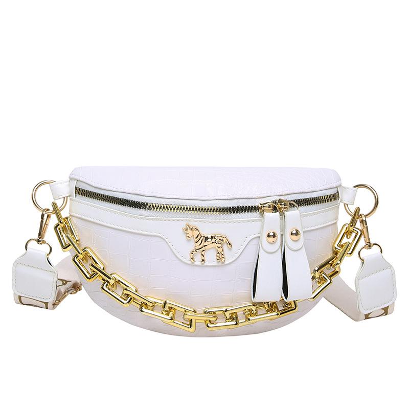 Thick Chain Women's Waist Bag Fanny Pack Fashion Shoulder Crossbody Chest Bags Female Belt Bag Crocodile Shoulder Bag