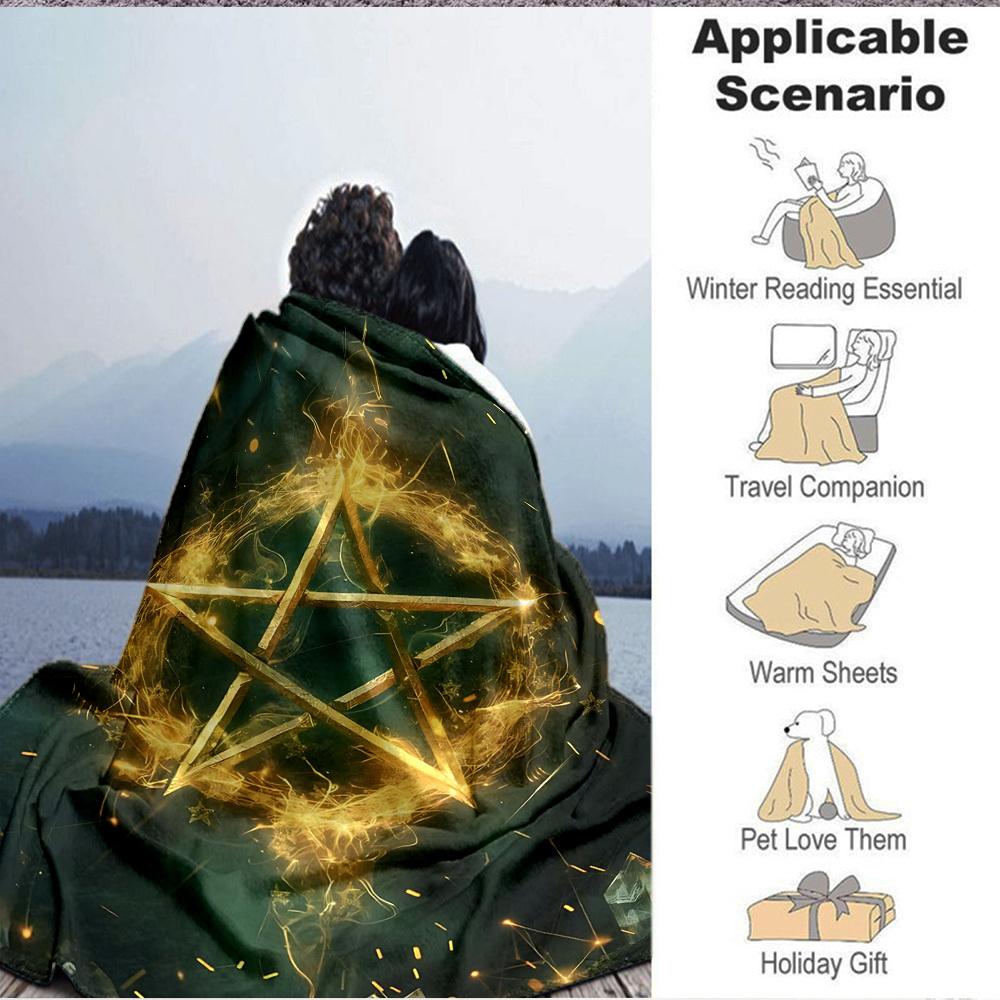 1pc Star Magic Print Blanket Lightweight Flannel Throw Blanket For Sofa, Bed, Living Room, Office, Outdoor Travel, Camping