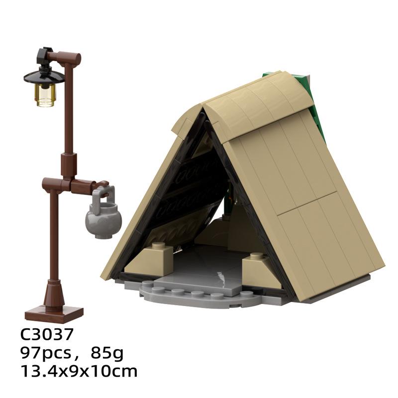 Tidal Camping Picnic Theme Building Blocks: Campsite Tent, Campfire, Table - Lego Compatible.