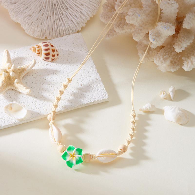 Bohemia Style Flower Shell Braided Necklaces For Women Cute Flower Choker Summer Beach Necklace Jewelry Accessories Gifts