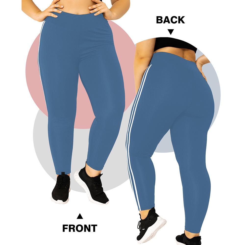 Casual Sports Trousers for Women High-waisted Milk Silk Large Size with Two Side Stripes 9-inch Trousers