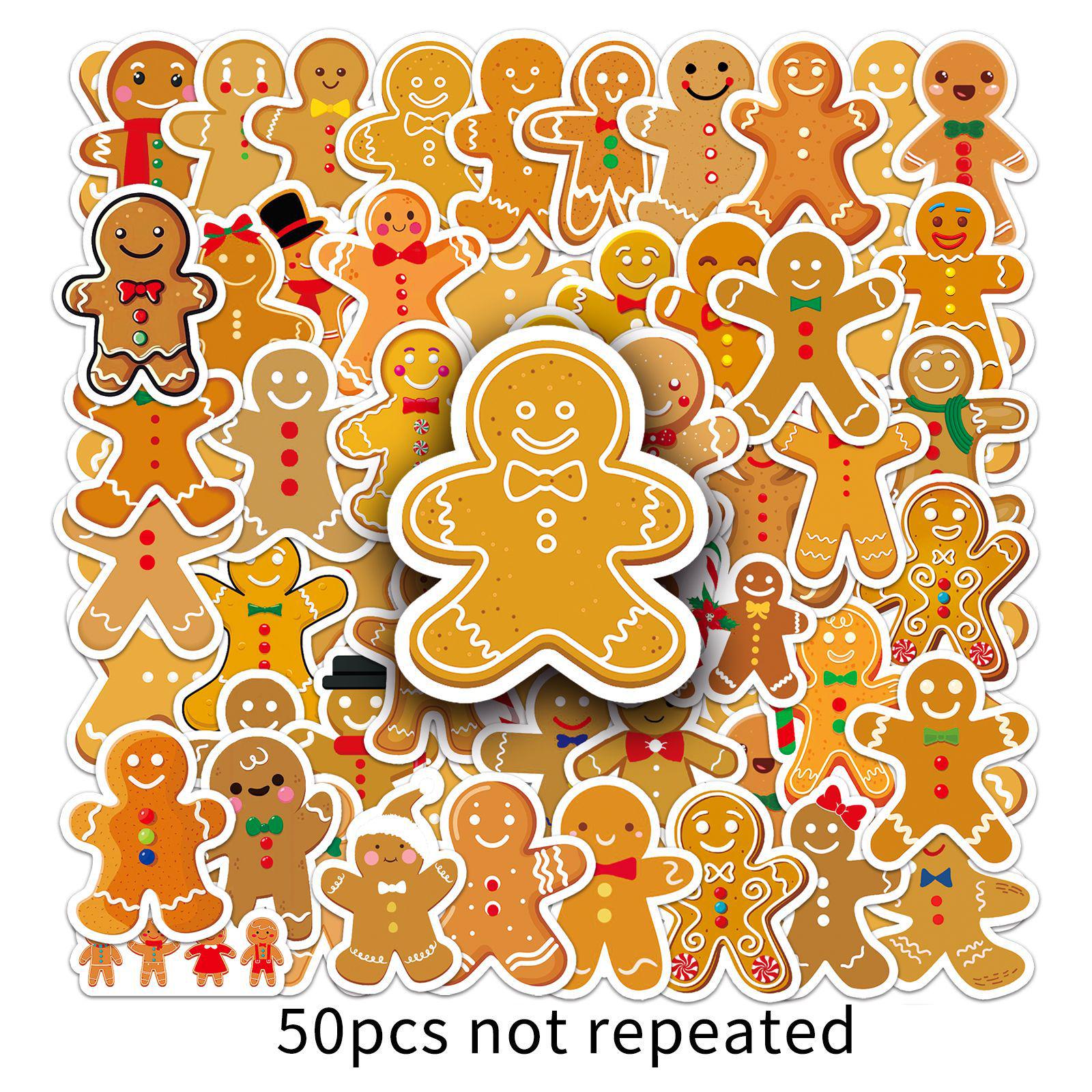 50 Sheets Gingerbread Man Christmas Sealing Stickers for Cute Creative Decoration