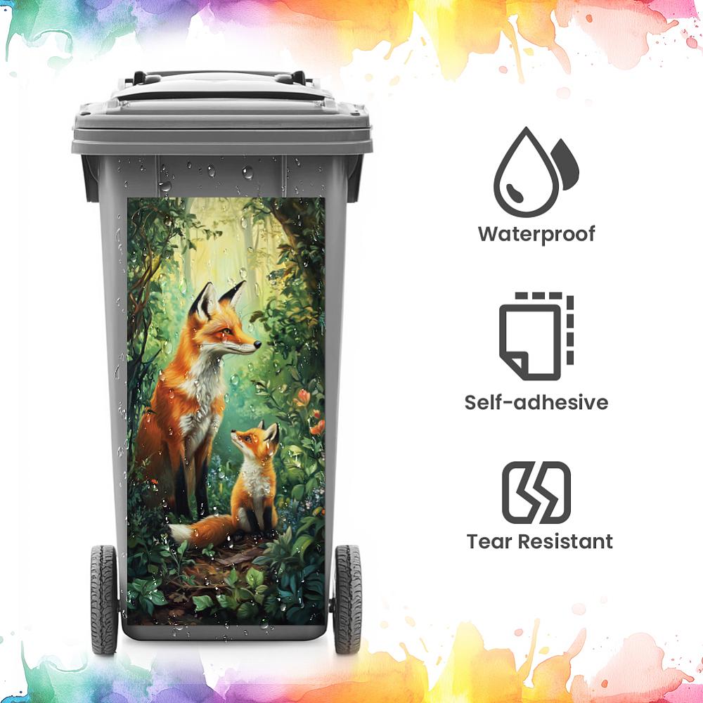 PVC Stickers Self-adhesive Decorative Stickers Decals for Trash Decoration Fox 820x380mm 2pcs/set