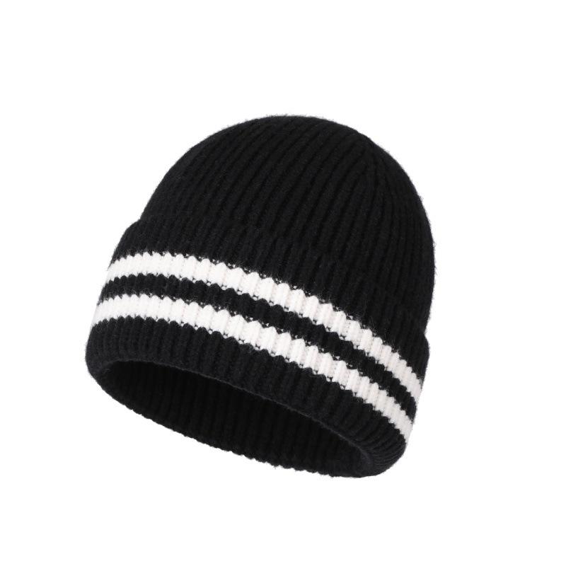 

Korean Style Wool Knit Beanie: Warm, Trendy, Unisex Autumn/Winter Hat One size (54-58cm) чёрный