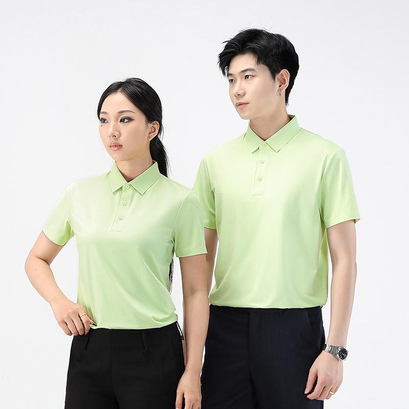Unisex Summer Polo Shirt: No-Iron, Heat-Press Ice Silk, Business Style Workwear.