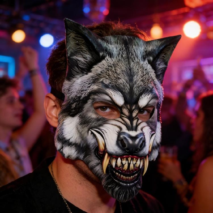 Maschera Animale alla Moda in Poliestere a Mezzo Volto per Cosplay, Halloween e Attività di Role Playing Forniture per Feste Cosplay