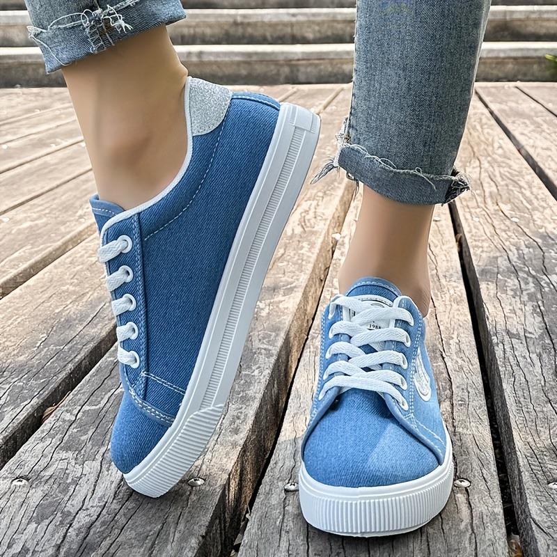 Women'S Casual Sneakers - Breathable Fabric Lace-Up Shoes with PVC Sole, White Low-Top Design, All-Season Comfort for Casual Attire