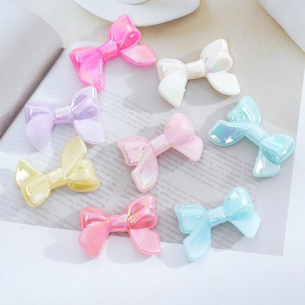 Acrylic Ab Plated Color Imitation Bow, Solid Color Beads, Straight Hole Loose Beads Diy Jewelry, Necklace, Hairpin, Beaded Material