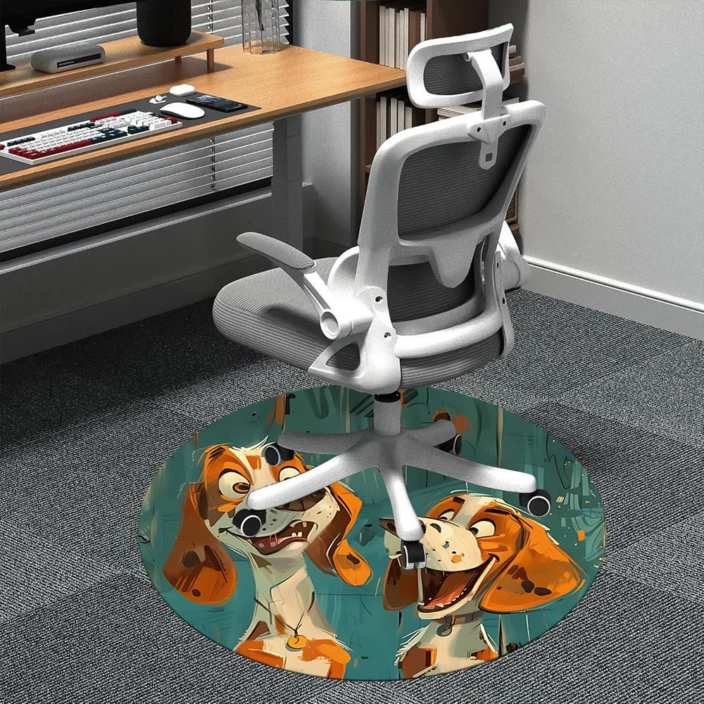 

1PC Puppy Playful Office Round Area Rug, Indoor Mat Suitable ForOffice, Under Office Chairs Bedroom Living Room Home Decor, Room Deco f134 80cm by 80cm