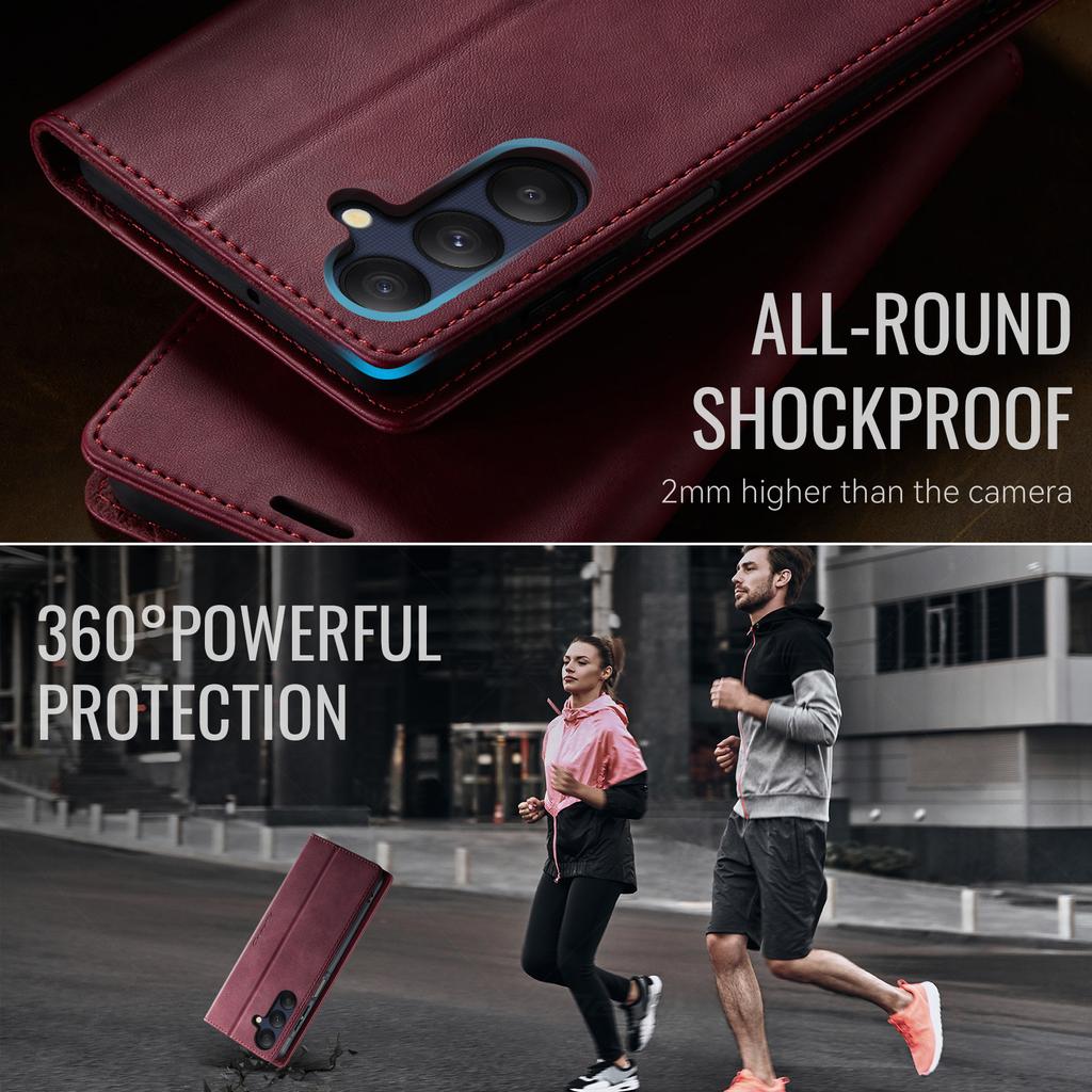 Pro Samsung Galaxy A25 5G (Globální) (161,0 x 76,5 x 8,3 mm) Pouzdro CASEME řady 033 Peněženka s RFID blokováním Stojánek Kožené pouzdro na telefon s texturou telete