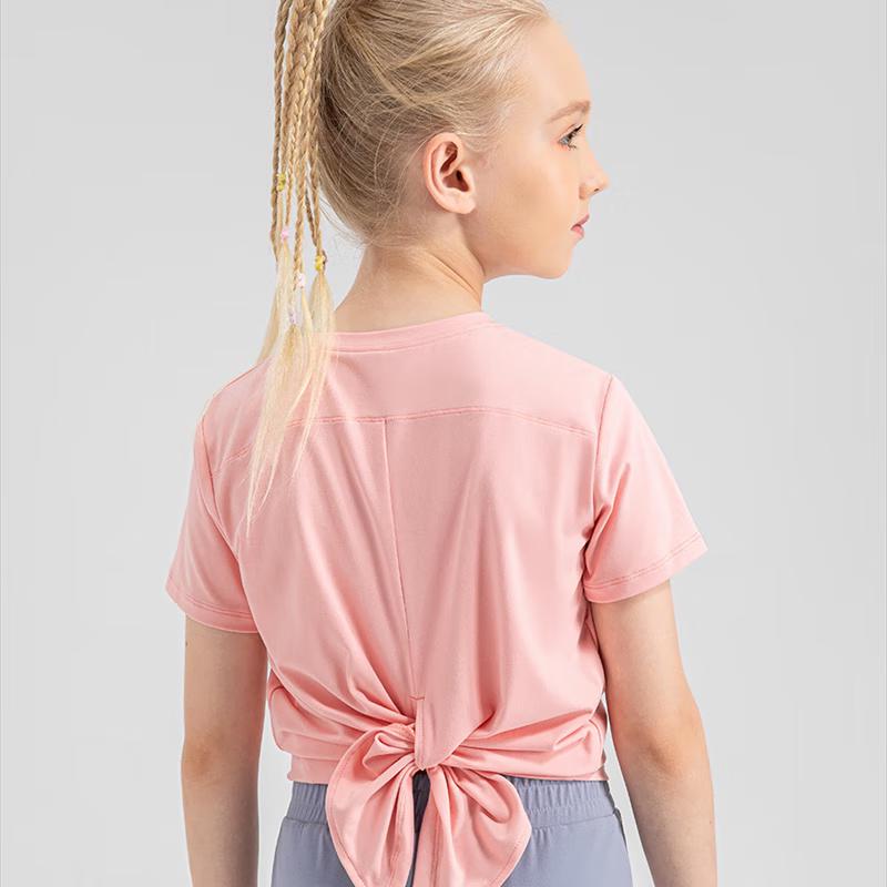 Yudong Girls' 30D Fine Yarn Lightweight Breathable Yoga Short Sleeve Top