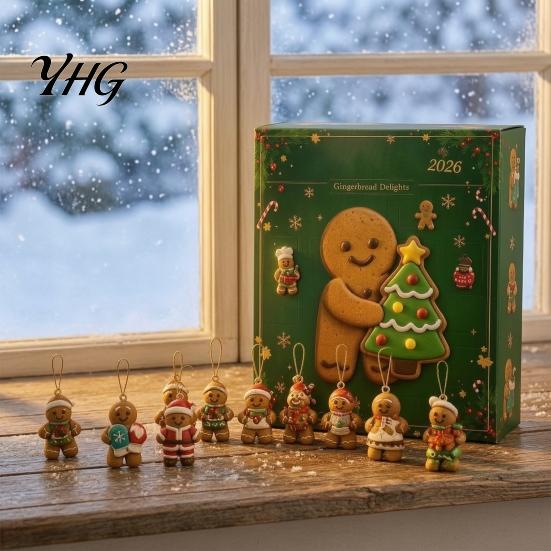 Christmas Advent Calendar 24 Day Countdown 2026 Gingerbread Man Calendar, Decoration for Kids Adults Adults, Festive Holiday Tabletop Tree Ornaments