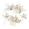 NYSh Hair Accessories Set - White Flower Pearl Stone Design Comb & U-Pin Headpieces for Wedding, Graduation, Formal Occasions (4 Styles)