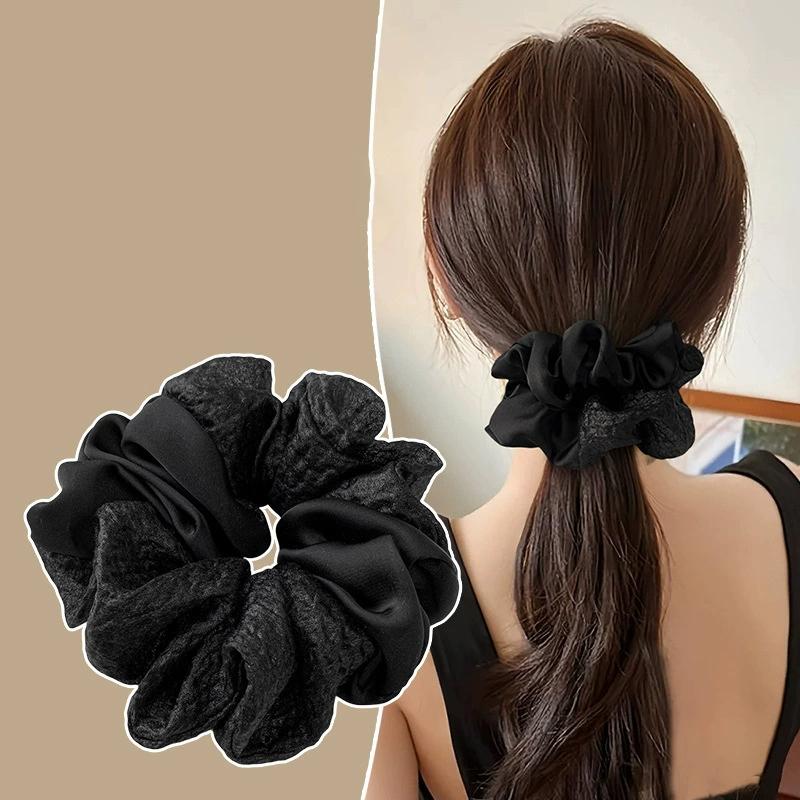 Übergroßes Satin Französisches Haar-Scrunchie für Damen Elastischer Pferdeschwanzhalter Stirnbänder Haarbänder Elastische Haaraccessoires