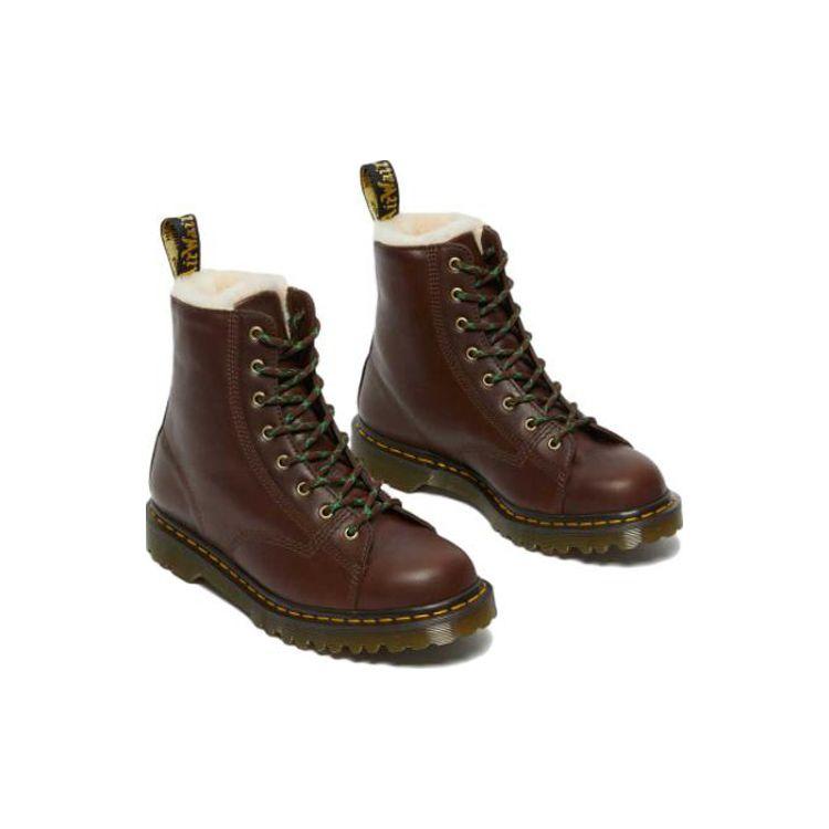 Dr. Martens Barton Wool Lined Leather Versatile Martin Boots Women boots Red-Brown 26873264