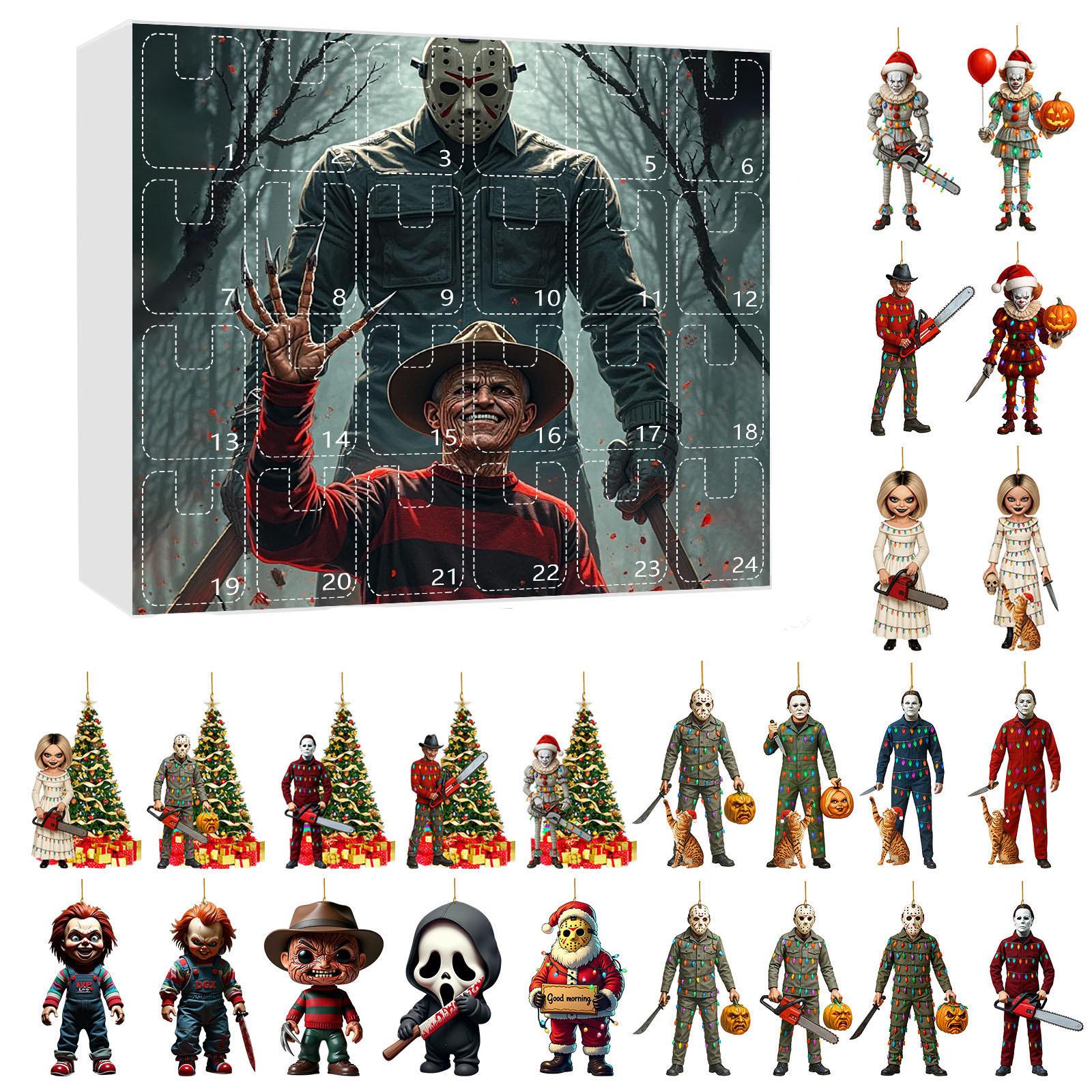 

2D Plane Blindbox Airplane Box 24-day Countdown Calendar Horror Character Halloween Blindbox Christmas Tree Dress Up Holiday Ornaments One Size