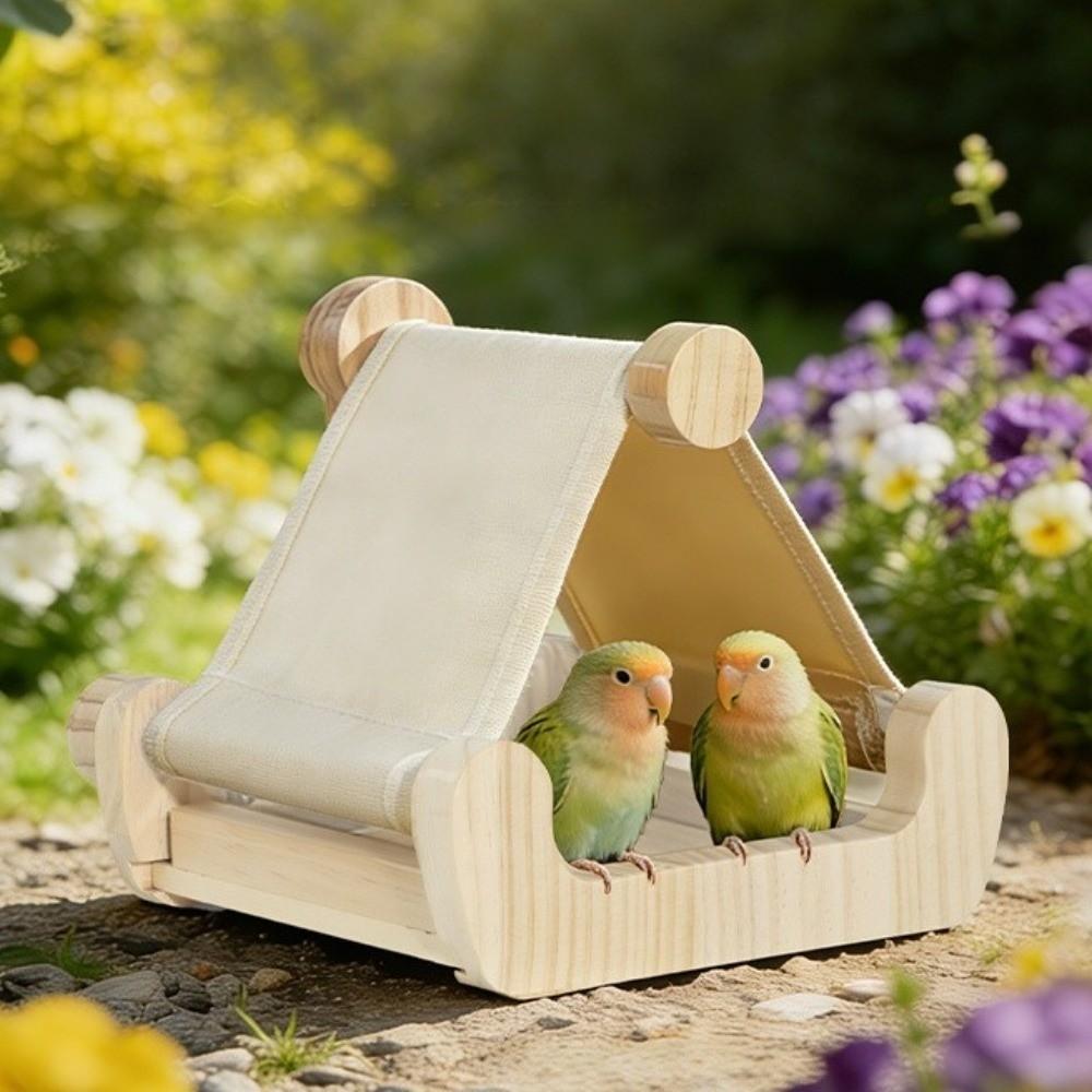 Hatching Nest Wooden Bird Hammock Hanging Bird Swing Perch Bird Feeding Station  Small Medium Birds