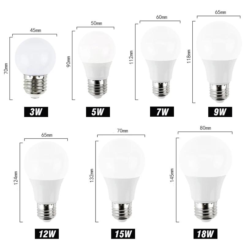 E27 LED Bulb Table Lamp Real Power Light Bulbs AC 165V-220V Spotlight Lampada LED Bombillas Lamp Night Lamp 5W 7W 9W 12W 15W 18W