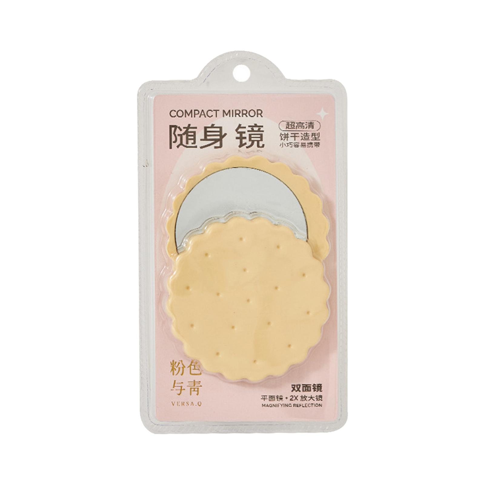 

Adorable Cookie Folding Mirror Mini Portable Pink/Yellow Makeup Mirror with Comb Cute Travel Pocker Mirror for Girls