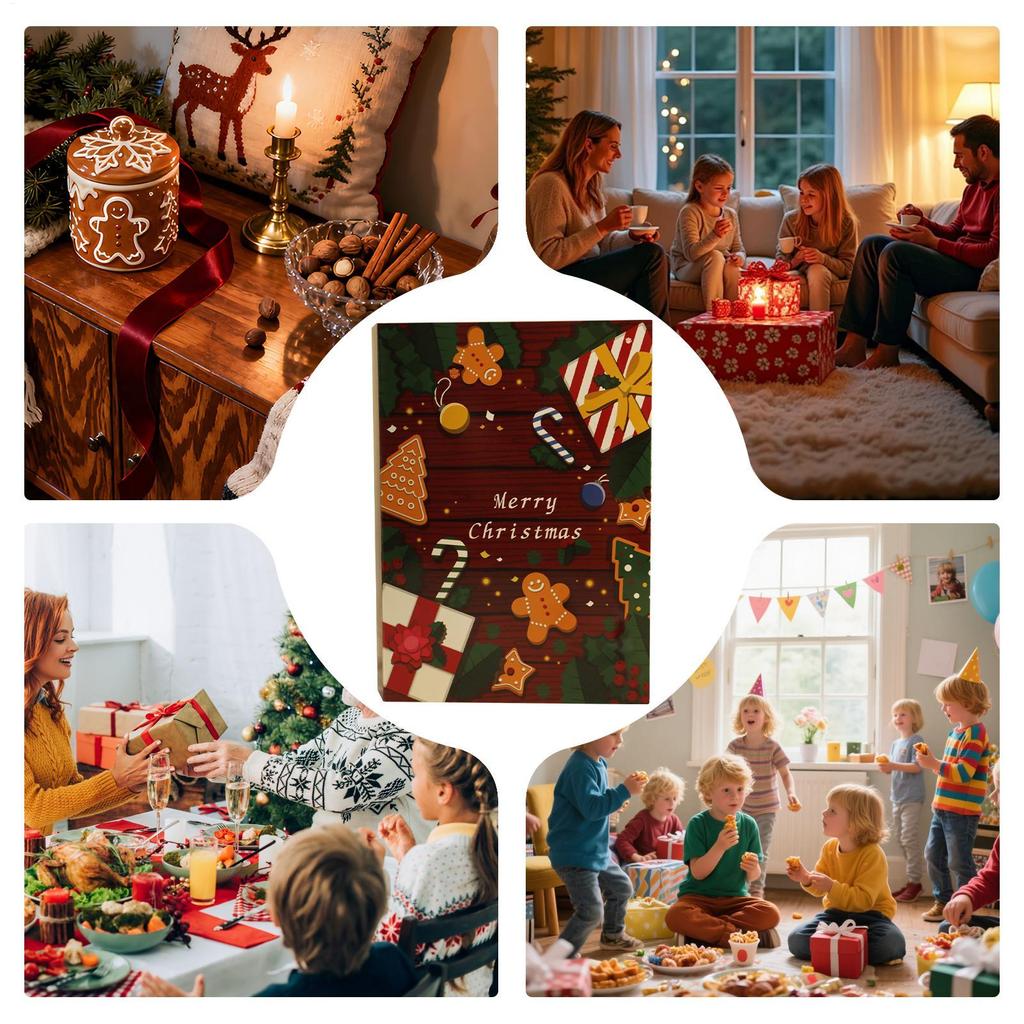 24-Day Christmas Countdown Calendar, Poke Box, Fun Christmas Eve Surprise Flip-Top Gift Filling Box, Empty Box, DIY Gift Box