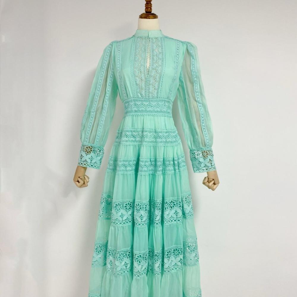 Осеннее французское нежное и элегантное платье с длинной юбкой А ...