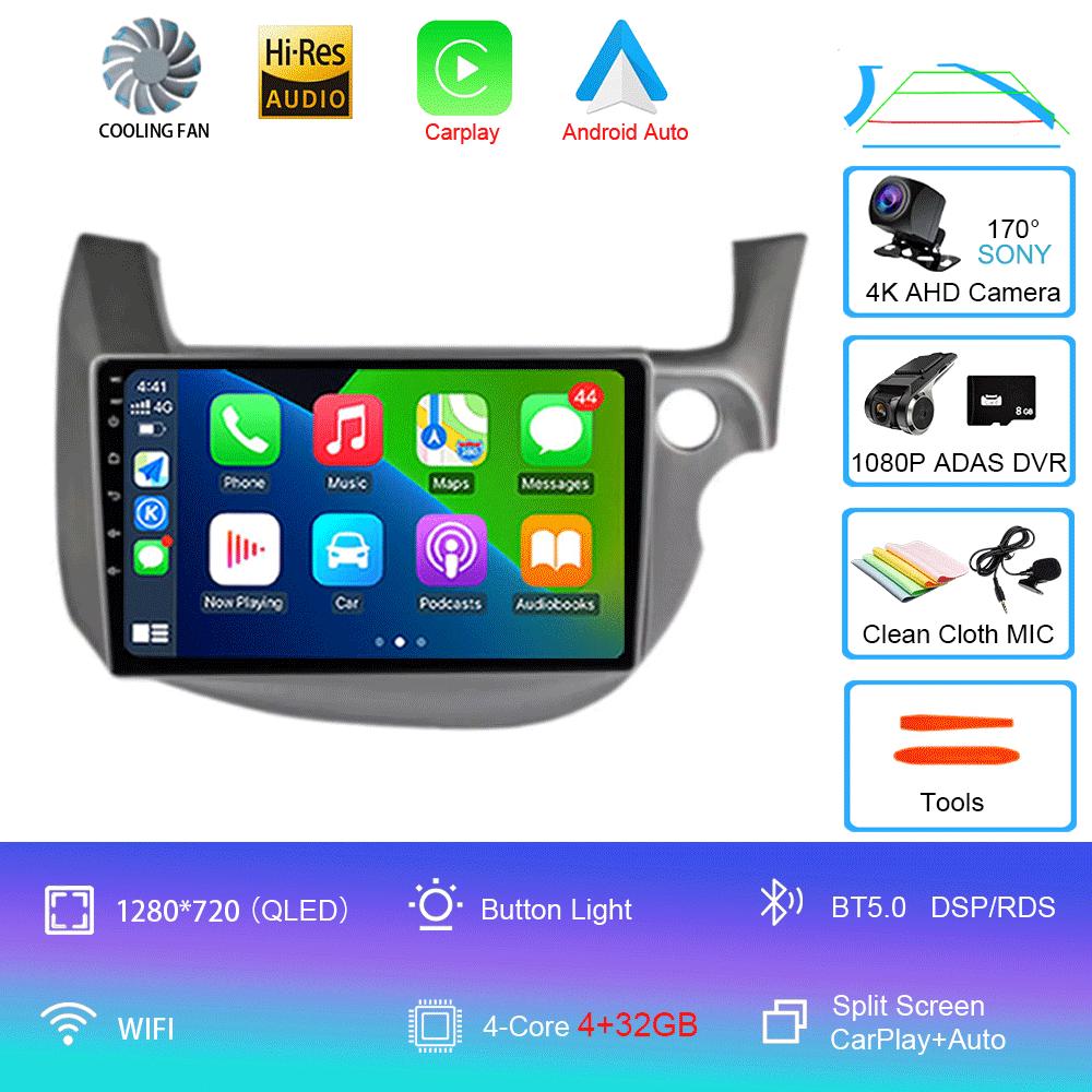 Car Radio Android 14 Carplay For HONDA FIT JAZZ 2007 - 2013 Navigation Multimedia Player Stereo 5gWiFi+4G BT DVD Head Unit Auto