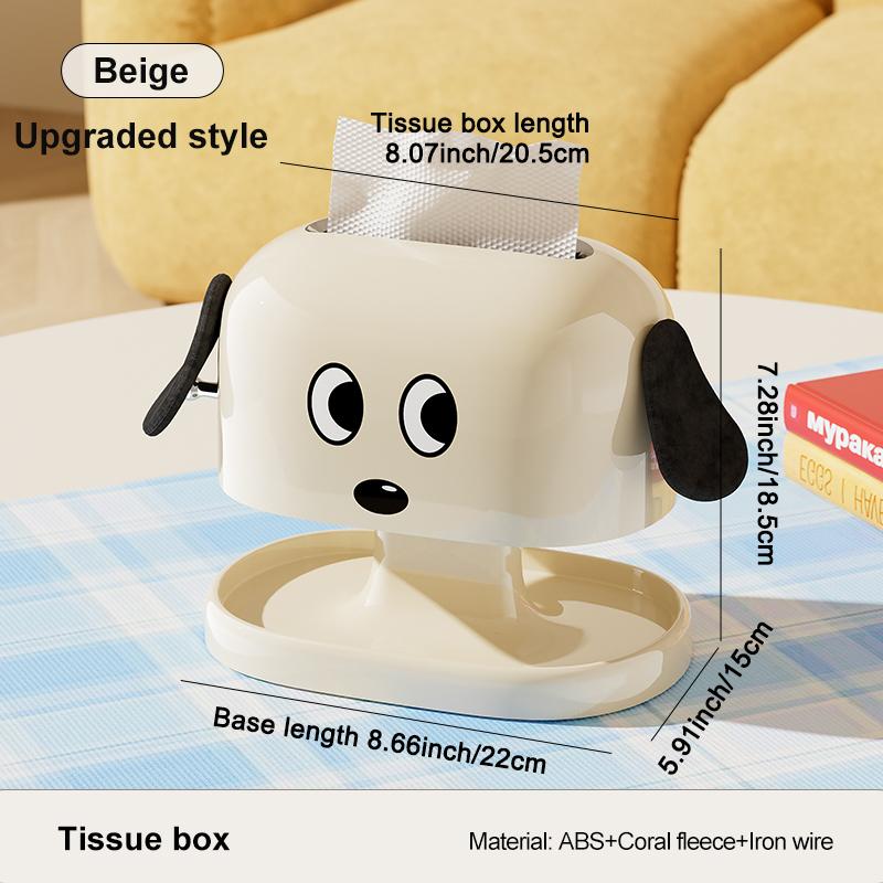 

UFORU Cute Dog Tissue Box Holder with Spring, Smooth Pull Tissue Dispenser, Multifunctional Tissue Organizer