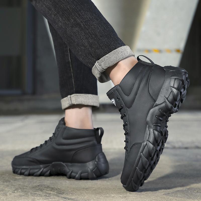 Scarpe da Corsa da Uomo Sneakers da Uomo Antiscivolo Pelle Fatta a Mano Stivaletti Casual Traspiranti Stivali da Passeggio da Uomo con Lacci Leggeri