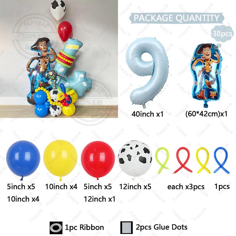 

38PCS Toy Story Themed Balloon Woody 40 blue Digital Aluminum Film Balloon for Children s Birthday Party Decoration Baby Shower 40inch