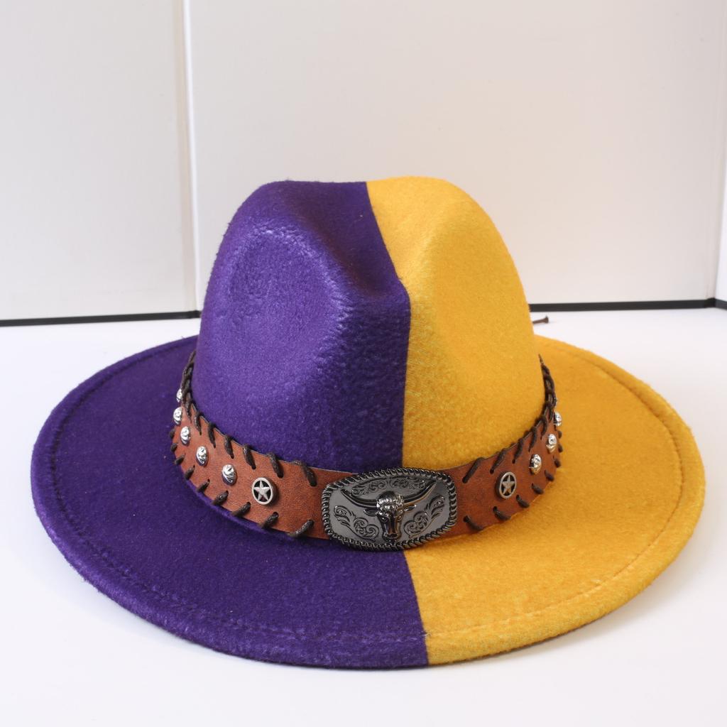 Popular European and American Classic Double-color Wide-brimmed Top Hat Men's and Women's Fashion OL Style Cowboy Hat Jazz Hat