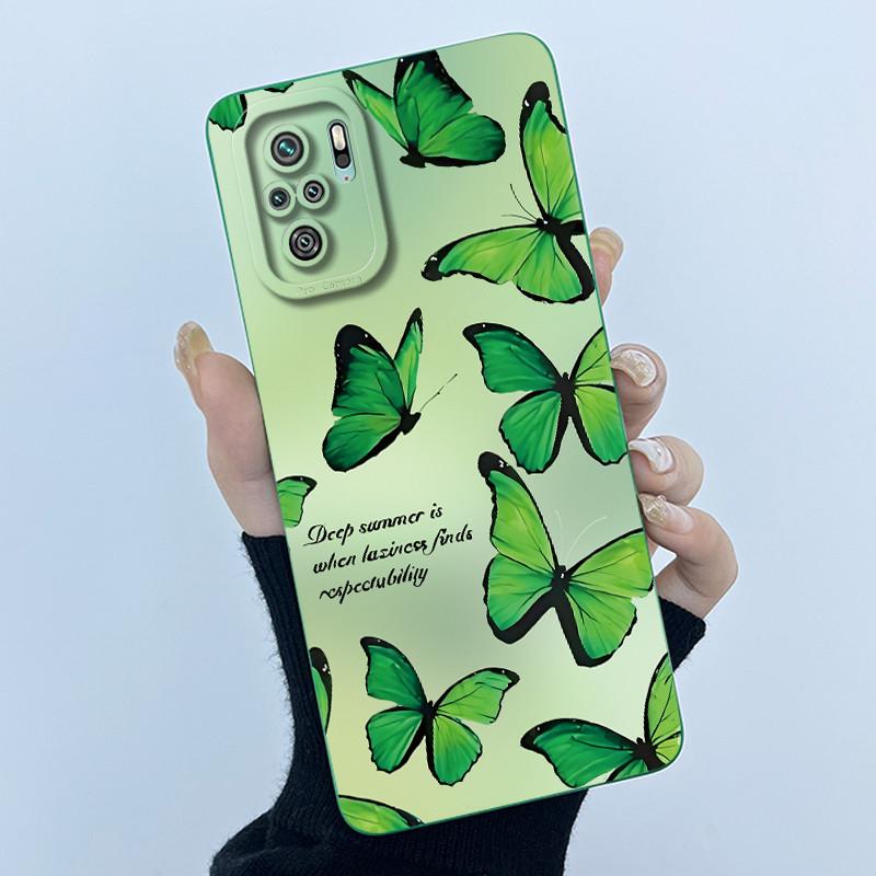 For Xiaomi Poco M5s Phone Case PocoM5s Cover Fashion Simplicity Butterfly Floral Soft Liquid Silicone Shell For Poco M 5s Fundas