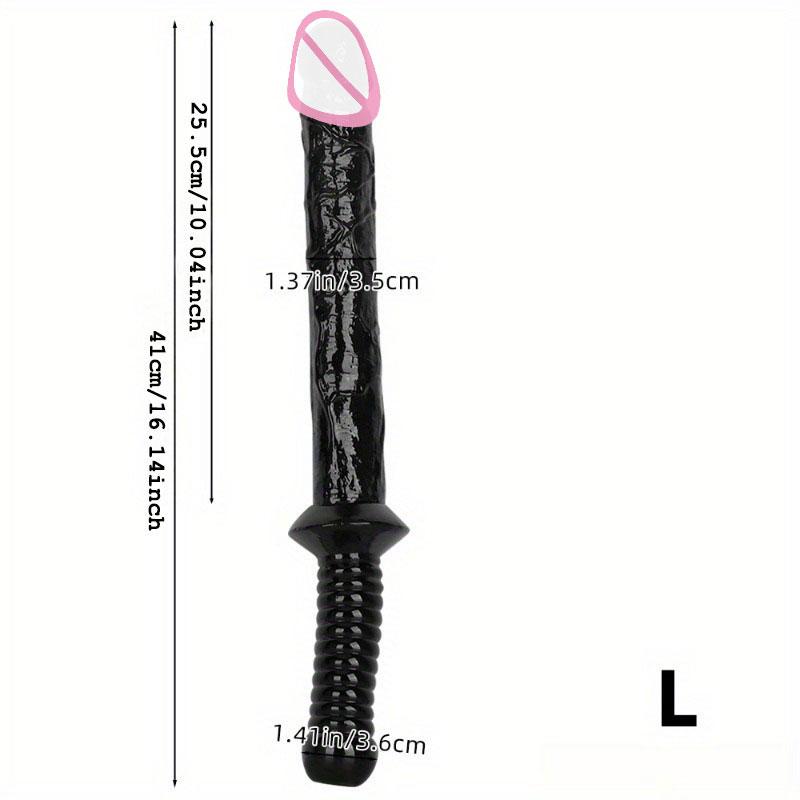 Extra Long Anal Plug Dildo with Shank G-Spot Stimulator Black Penis with Handle Vagina Massage Butt Plug Sex Toys for Women Men