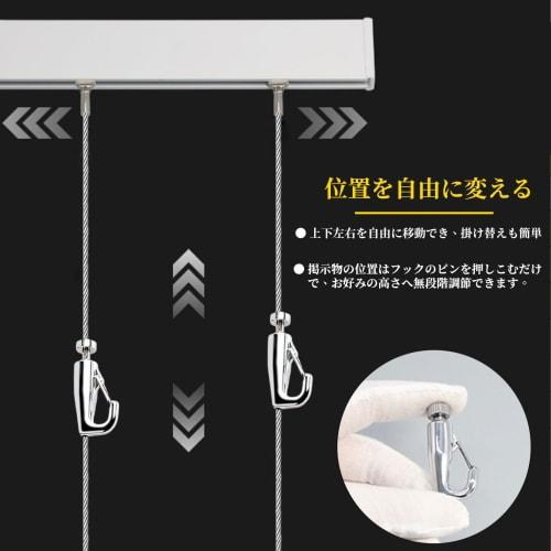 MYCOLO Picture Rail Set for Wall Mounting, with Wire Hooks, for Hanging Frames, Paintings, Photos, Clocks, and More, Includes Instructions (2m)