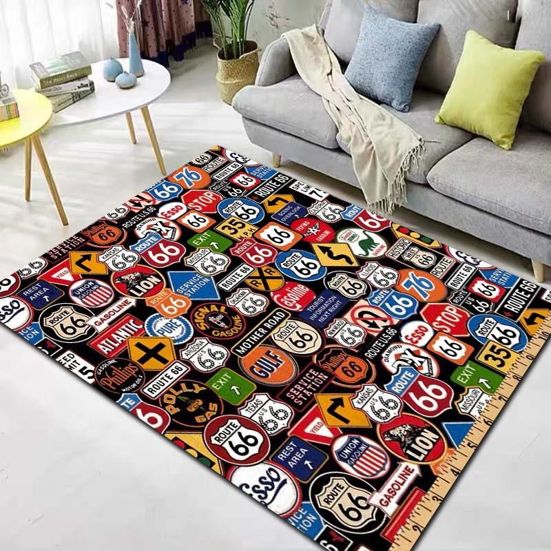 HD Vintage American History Route 66 Mother's Road Carpet Living Room Bedroom Home Decor Kitchen Bathroom Non Slip Carpet Gift