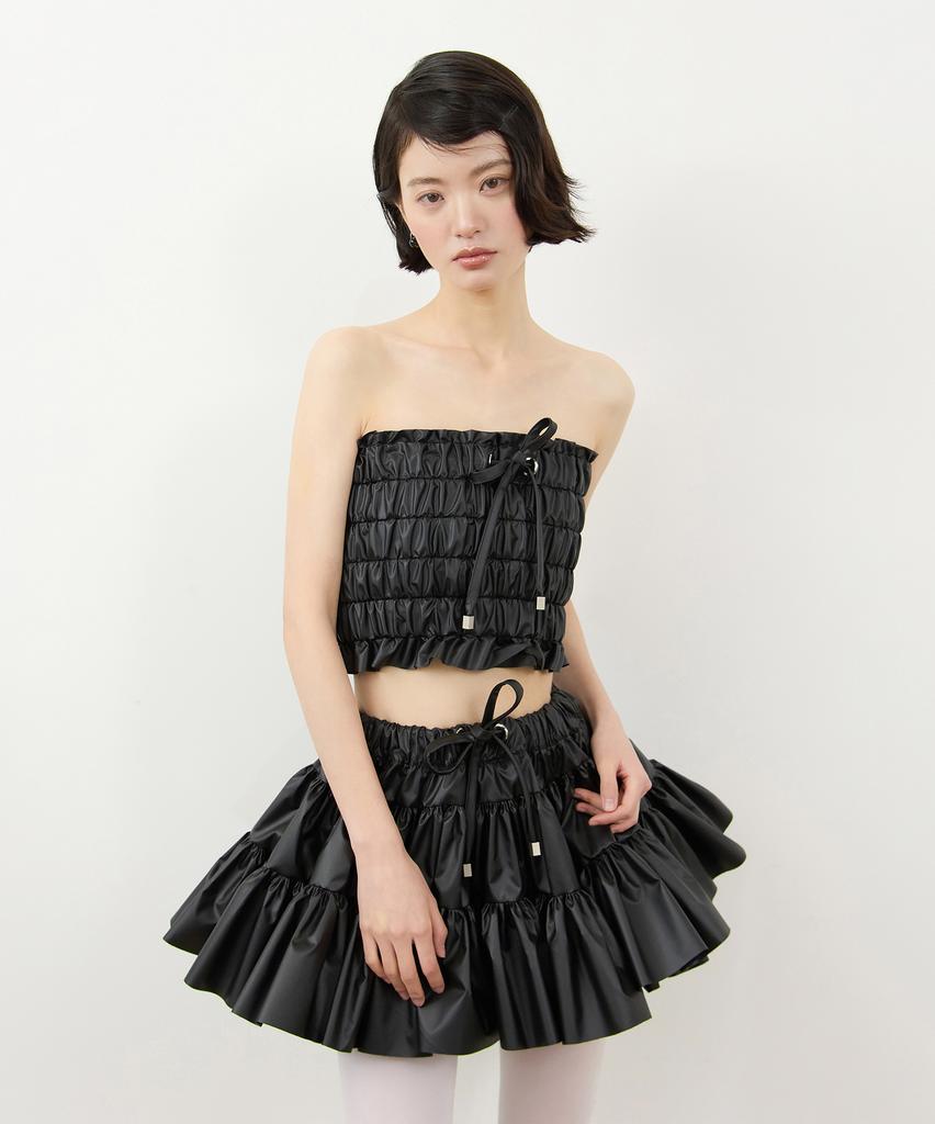 Leobyui Cabbage Tiered Skirt Black