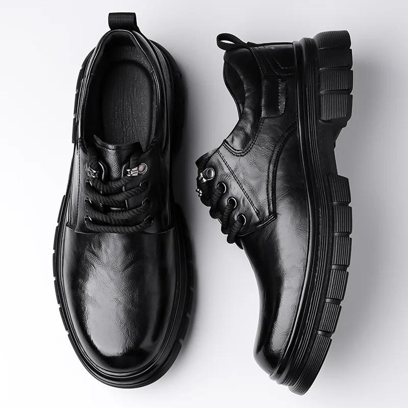 Fashion Spring Autumn  British Derby Shoes for Men Cow Leather Fashion Casual Wedding Shoe Male Solid Color Designer Dress Shoes Man