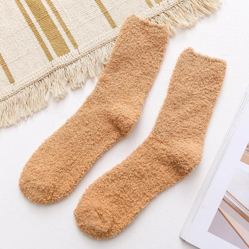 Men's Winter Coral Fleece Home Floor Socks Sleeping Tube Socks Solid Color Men's Socks