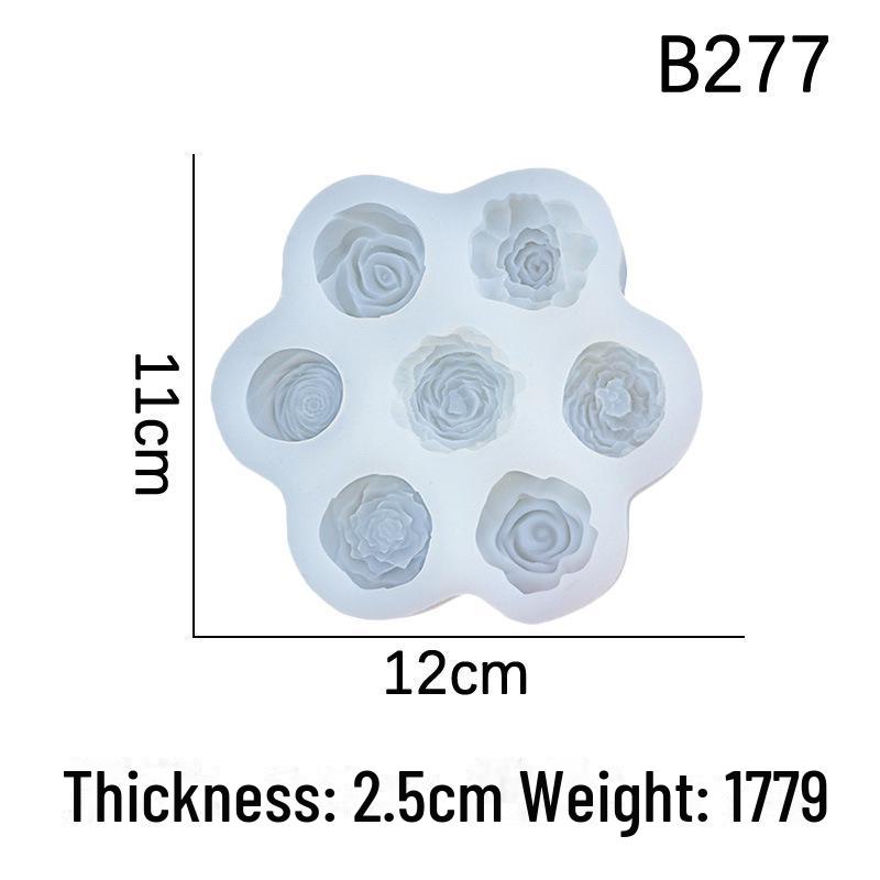 3D Rose Peony Flower Candle Silicone Mold for Cake Decoration & DIY Plaster Craft