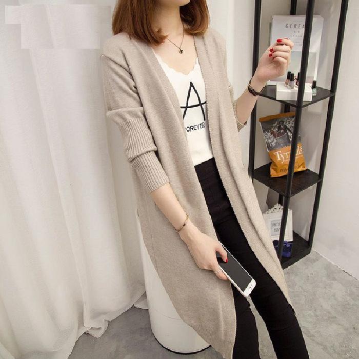 Jacket Spring and Autumn women's imitation knitted sweater new women's clothing Korean version medium and long threaded cloth women's cardigan loose